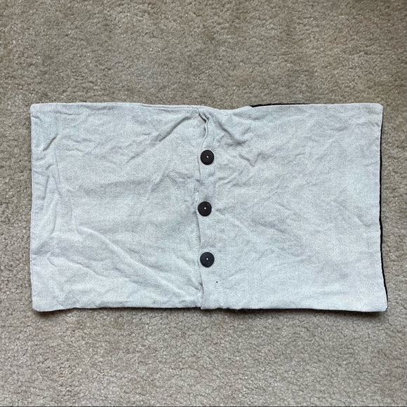 West Elm, Cotton Linen & Velvet Corners Pillow Cover x2, Black/ Tan, 12”x21” - Picture 4 of 4